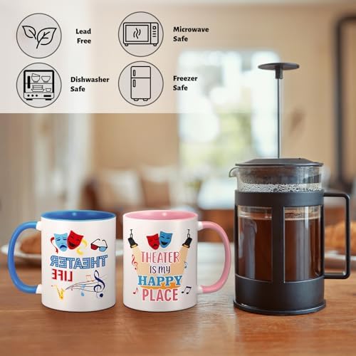 Didaey 6 Pcs Musical Theater Gift Ceramic Mugs 12 oz Drama Lover Coffee Cup - Image 6