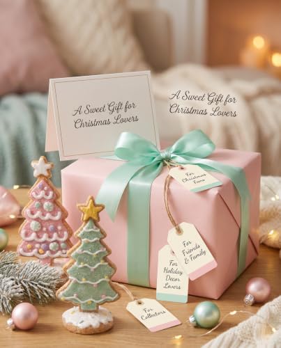 Set of 3 Faux Gingerbread Christmas Tree Trio Figurines - 5.1" Resin Sugared Fake Bake Cookie Trees - Pastel Pink & Green Candy Frosting Holiday Tabletop Decor for Tiered Trays, Kitchens & Mantels - Image 5