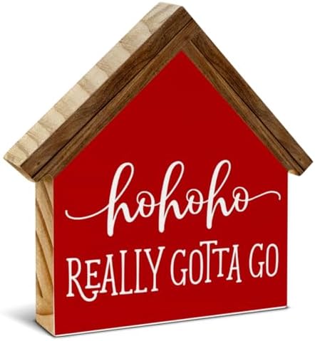 Christmas Bathroom Decor, Funny Ho Ho House Shaped Wood Sign by Unknown