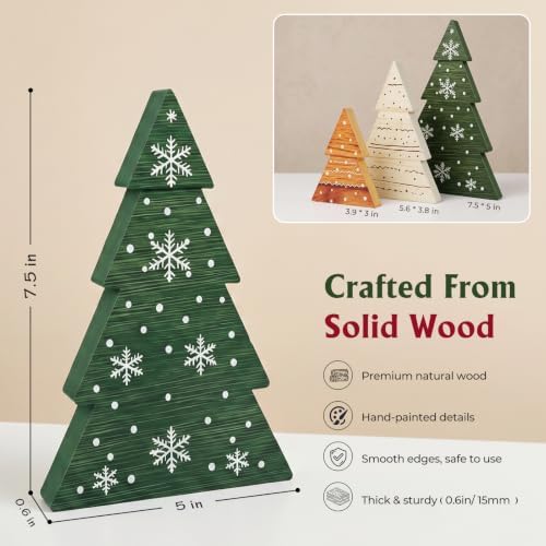 Christmas Decor, 3Pcs Wooden Tabletop Christmas Tree Decorations Sign - Image 3