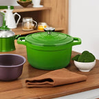 vancasso Enameled Cast Iron Dutch Oven, 2.5 QT Green Naturally Non-Stick - Image 5