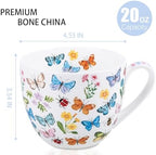 Colorful Butterfly Mug - 20oz Bone China Coffee Tea Hug Mug with Multicolor Butterflies, Ladybugs, Bees & Blooms, Perfect Gifts for Mom Women Mothers Day, Designed in England by Harvest Green Studio - Image 2
