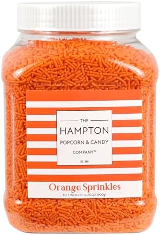 Orange Sprinkles Jimmies 1.98 Pounds Container, Sprinkles For Cake Decorating, Cake Sprinkles, Sprinkles For Baking, Ice Cream & More, The Hampton Candy Company - Image 5