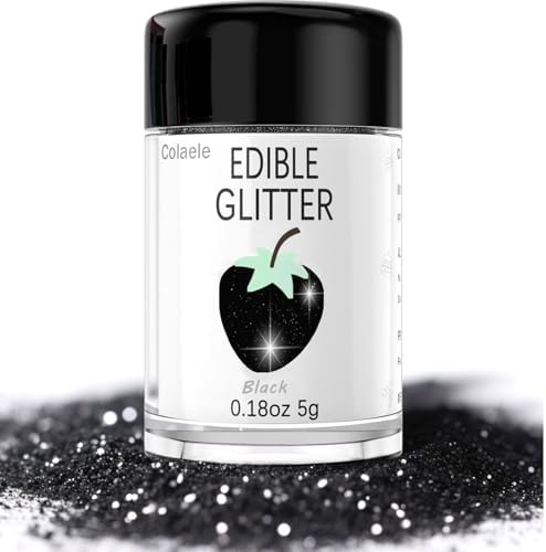 Black Edible Glimmer Powder Glitter - Colaele 5 grams Food-Grade Luster Dust Metallic Fancy Food Decorating Sprinkle Glimmery Brew Dust for Cake Decorations Drinks Wine Beverage Candy Dessert, Vegan by Enjoyyourcolorfullife