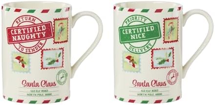 Lenox Holiday Naughty & Nice Porcelain Christmas Mug Set for 2, 16oz by Lenox