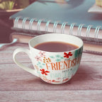 20 oz Floral Best Friend Coffee Mug, Premium Bone China Tea Cup with Meaningful Friendship Quote, Cute Soul Sister Gift for Women, Designed in England by Harvest Green Studio - Image 6