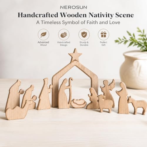 13Pcs Wooden Christmas Nativity Scene Set - Image 6