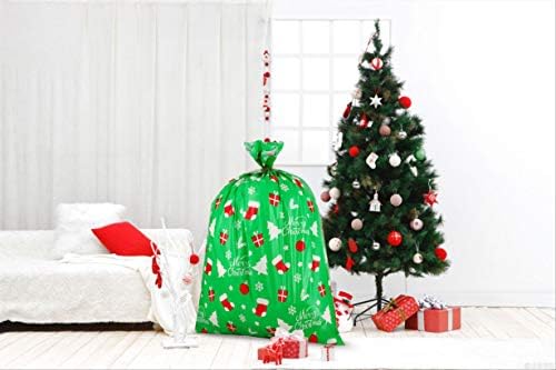 CCINEE Giant Christmas Gift Bags,Green Christmas Sacks for Jumbo Gift Package(36"x44") with Tag Card and Wrapping Tie - Image 6