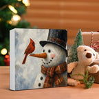 Christmas Snowman Decor, Red Cardinal Christmas Wood Sign Holiday Decor - Image 5
