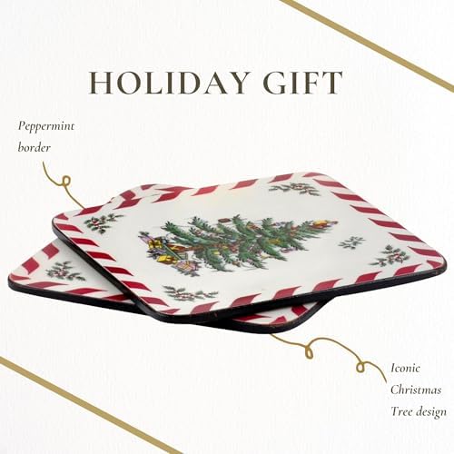 Spode Pimpernel Christmas Tree Peppermint Mugs & Coasters Set - Set of 4 - Image 6