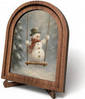 Snowman Christmas Arched Table Sign, Rustic Winter Farmhouse Decor by HPCHENG