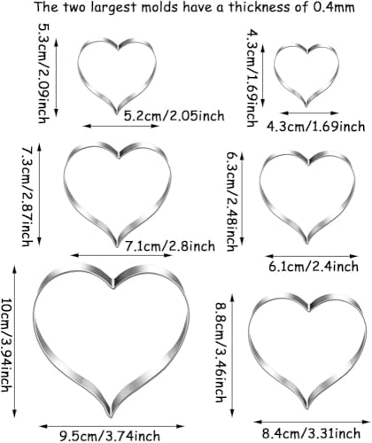 MrCookie Heart Cookie Cutters Set,6pc,Thickened Stainless Steel - Image 5