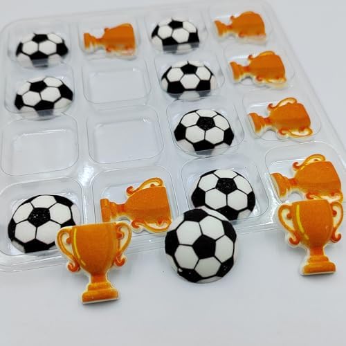 16 Pieces Soccer Cakes Decorations Edible World Cup Hard Sugar Icing Decorations Cupcake Toppers for Baking Cookie Ice Cream Candy Decoration - Image 3