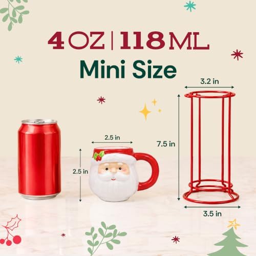 Santa Claus Stacking Ceramic Mug Set with Metal Rack - Image 6
