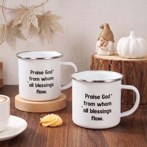 Willinglong Praise God Campfire Mug 12 oz Doxology Enamel Coffee Mug Holiday Camping Coffee Cups Daily Appreciation Gift for Employee Staff Coworker Volunteer - Image 4