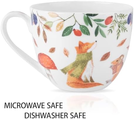 Autumn Forest Animal Mug - 20 oz Bone China Coffee Mug with Fox, Squirrel & Duck, Cozy Fall Gift for Nature Lovers and Friends, Designed in England by Harvest Green Studio - Image 4