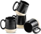 HASENSE Coffee Mugs Set of 4, 15 Ounce Ceramic Coffee Cups with Handles, Porcelain Large Latte Mug for Coffee Cappuccino Tea, Black Mugs for Men, Women Christmas Holiday Gift by Hasense