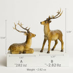 Resin Christmas Deer Figurines Set of 2 – Snow-Dusted Standing & Lying Pair Hand-Painted Gift-Ready Mantel Tabletop Holiday Reindeer Decor (Brown Reindeer) - Image 3