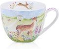 20 oz Deer & Wildflower Coffee Mug, Premium Bone China Cottage Garden Coffee Cup with Rabbit & Butterfly, Thoughtful Gifts for Mom Women Mothers Day, Designed in England by Harvest Green Studio by MFoffice