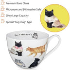 Cute Cat Mugs for Daily Coffee and Tea, Premium 20 oz Bone China Coffee Tea Hug Mug, Perfect Holiday, Birthday, and Christmas Gift for Cat Lovers, Designed in England by Harvest Green Studio - Image 4