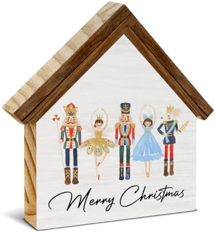 Nutcracker Christmas Decor, Merry Christmas House Shaped Wooden Sign by Unknown