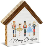 Nutcracker Christmas Decor, Merry Christmas House Shaped Wooden Sign by Unknown