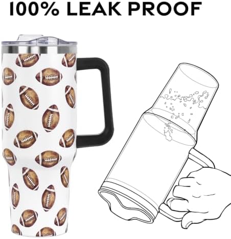 Fall Thanksgiving Tumbler with Lid and Straw 40oz,Cute Football Vacuum Insulated Leak Proof Stainless Steel Coffee Cup for Game Day, Farmhouse Accessories Gift for Women Girls - Image 5