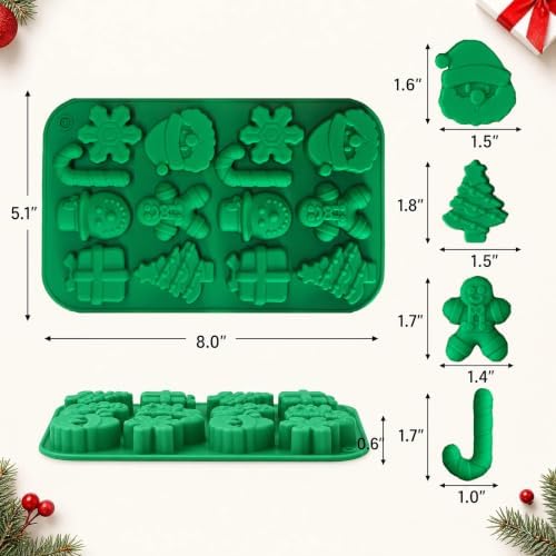 Christmas Silicone Molds - 3Pcs Christmas Candy Molds with Gingerbread Man Santa Claus molds for Chocolate Candy Fondant CupcakeGummy Mold for Baking - Image 5