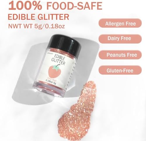 Rose Gold Edible Glitter for Cakes Drinks - Colaele 5 grams Food Grade Luster Dust Glimmer Powder Metallic Fancy Food Decorating Sprinkle Brew Glitter Dust Decorations Beverage Candy Dessert, Vegan - Image 5