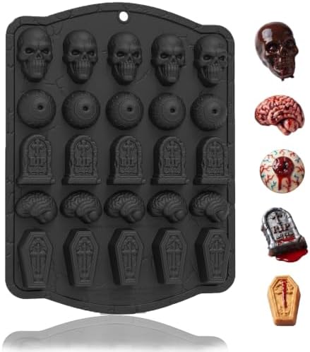 HKNMTT Skull Candy Chocolate Cake Pan 5-Shapes Halloween Silicone Mold by HKNMTT