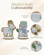 Set of 2 Gingerbread Christmas Figurines Hand-Painted Resin, 5‘’ Reindeer & Snowman Designs, Cookie-Style Finish, Glitter Accents, Shelf Tiered Tray Decor Tabletop Display, Christmas Decoration Indoor - Image 5