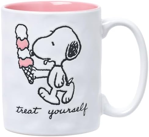 Silver Buffalo Peanuts Snoopy Beach, Wax Resist Ceramic Pottery Mug, 17oz by SilverBuffalo