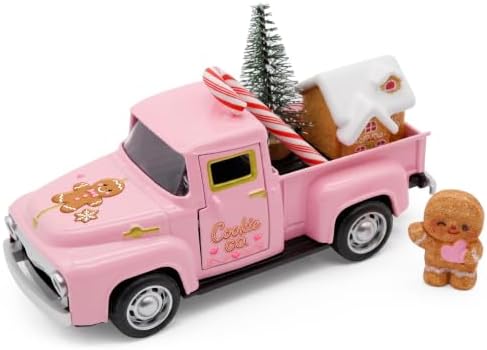 Pink Gingerbread Christmas Decor, Gingerbread Truck with House Candy Cane by Unknown