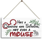 Christmas Door Sign Decor, Not a Creature was Stirring, not Even a Mouse, Winter Seasonal Christmas Wall Art Hanging Wooden Sign Merry Xmas Holiday Decorations for Home Outside Indoor by HiLus