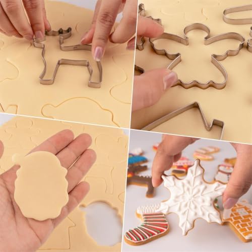 Christmas Cookie Cutters Set, HUINF 11Pcs Cookie Cutters Variety Pack - Gingerbread Men, Christmas Tree, Snowflake, House, Candy Cane, Santa Face, Reindeer and More for Christmas Winter Holiday - Image 5