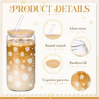 6 Sets 16 oz Christmas Snowflake Glass Cups with Clear Gift Bag - Image 4