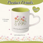 Floral Coffee Mug Set of 6, Ceramic Cups with Heart Handle - Image 2