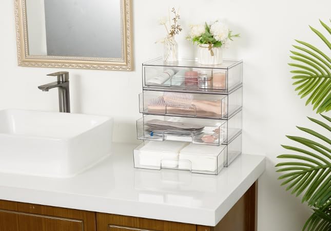 Vtopmart 12.1''W Clear Stackable Storage Drawers, 3 Pack Acrylic Plastic - Image 5