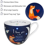 I Love You to the Moon and Back Mug, Premium 20 oz Bone China Coffee Mug, Romantic Gift for Her or Him, Valentine's Day, Anniversary, Birthday, Designed in England by Harvest Green Studio - Image 4