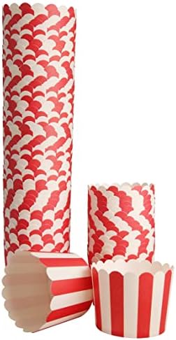 100 Pack Muffin Liners Baking Paper Cups Red and White by Staruby