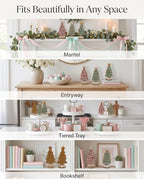 Set of 3 Faux Gingerbread Christmas Tree Trio Figurines - 5.1" Resin Sugared Fake Bake Cookie Trees - Pastel Pink & Green Candy Frosting Holiday Tabletop Decor for Tiered Trays, Kitchens & Mantels - Image 4