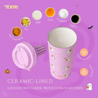 YOME 17oz Halloween Ceramic Lined Insulated Coffee Mug with Infuser for Women Gift | One-handed Pop Open Lid | Stainless Steel |Keep Drinks Cold and Hot| 100% Leak Proof - Image 3