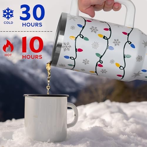 Christmas Tumbler 40 oz, Cute Holiday Drinking Cup, Stainless Steel Travel Mug with Handle and Straw Lid - Image 5