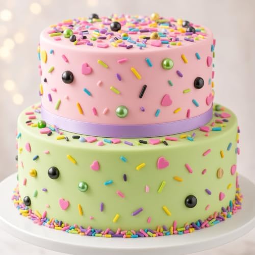 Pink & Black & Green & Yellow Sprinkles Mix Size Pearls Disco Themed Cake Decorations Cupcake Toppers Perfect for Wedding Valentine Christmas Supplies 4.58OZ - Image 4