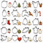 Mini Christmas Cookie Cutters Set 20 Pieces Stainless Steel Cookie Cutter Set for Baking -Christmas Tree,Snowman,Reindeer,Santa Face, Star,Stocking,Candy Cane,Gingerbread Man and More by Crethinkaty