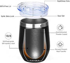 MEZMUT 12 Oz Insulated Wine Tumbler Bulk with Lid Wine Glass(Black,4 Pack) - Image 4