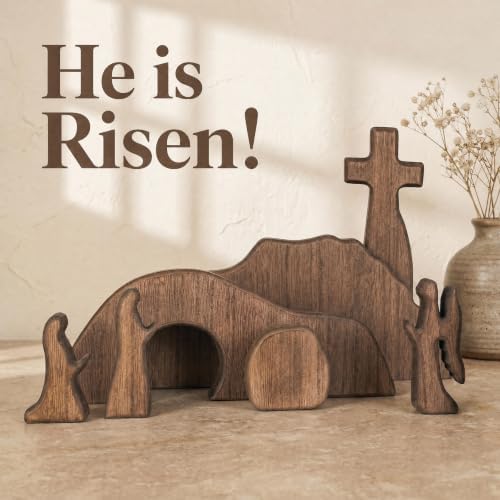 Wooden Empty Tomb Easter Scene and Cross Decoration - Image 4