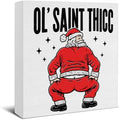 Funny Christmas Bathroom Decorations, Humor Santa Claus Wooden Sign Decor by EUDOSI