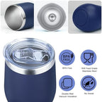 MEZMUT 12 Oz Insulated Wine Tumbler Bulk with Lid Wine Glass(Multi4,4 Pack) - Image 4