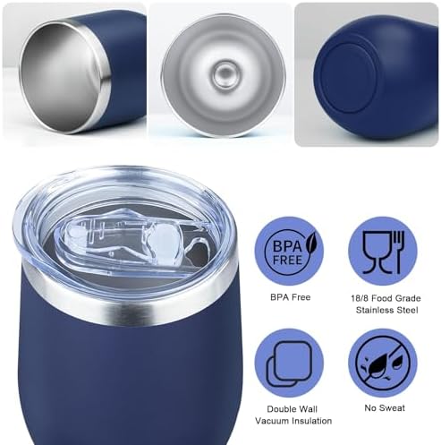 MEZMUT 12 Oz Insulated Wine Tumbler Bulk with Lid Wine Glass(Multi4,4 Pack) - Image 4
